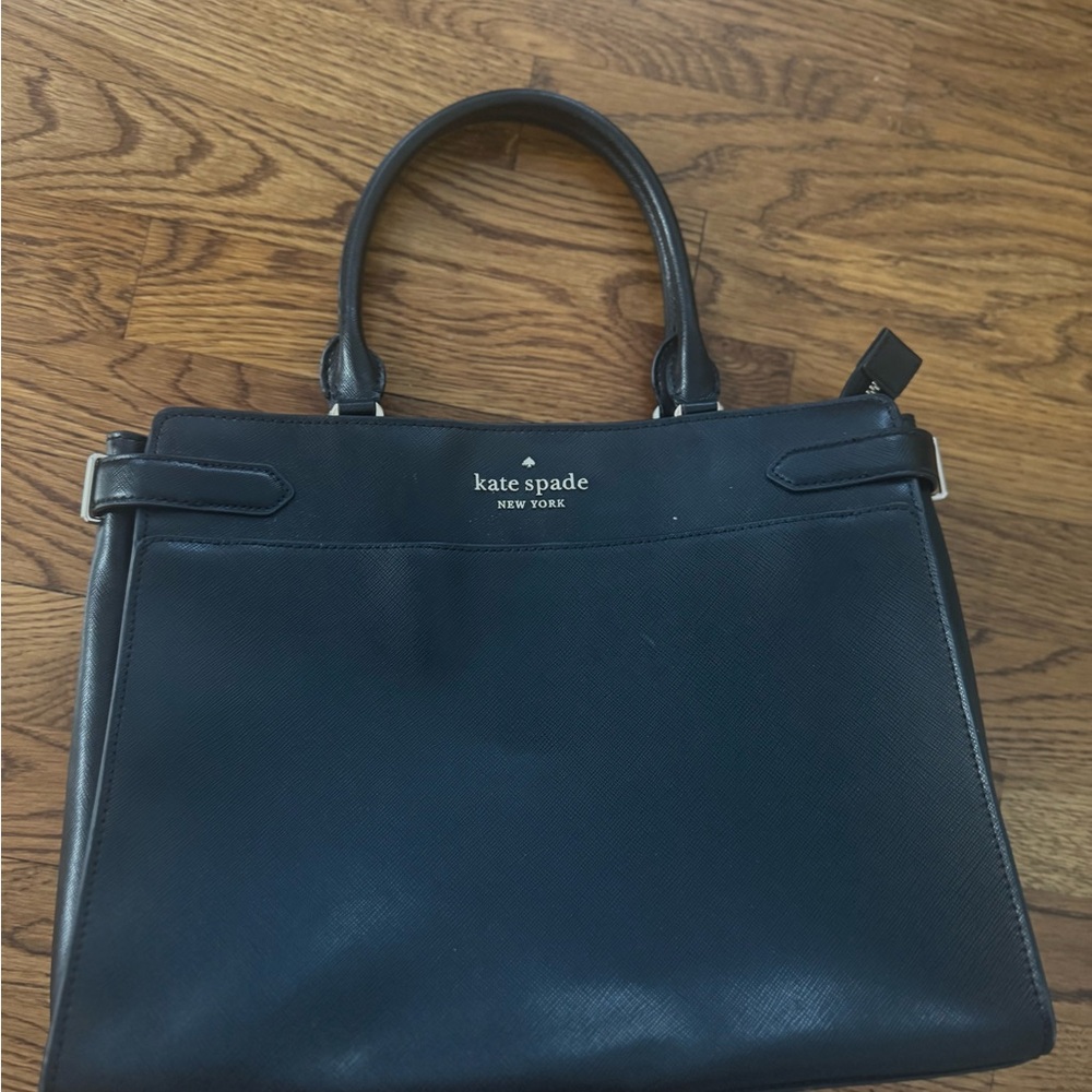 Kate Spade Black Leather Laptop Tote Bag